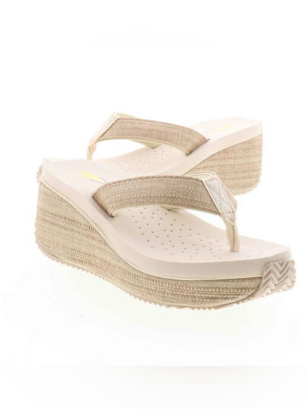 Volatile Bagana Platform Wedge Flip Flop Sandals Beige Size 6
